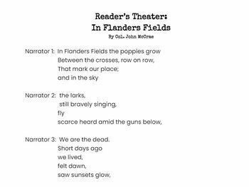 Preview of Reader's Theater Script-In Flanders Fields Poem (ELL/ELA) Veterans Day/Patriot