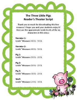 Preview of Reader's Theater Three Little Pigs