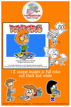 Preview of Readers Cartoon Clipart for ALL grades