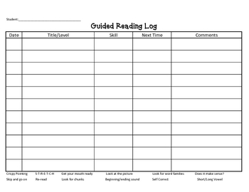 Preview of Readers Conference/Guided Reading Log