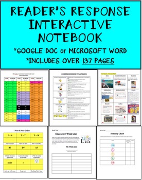 Preview of Reader's Response Interactive Notebook (Google Doc Formatted / Microsoft Word)