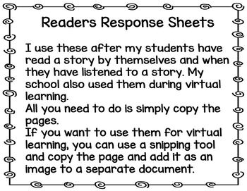 Readers Response Sheet by Becca's Kindergarten Creation | TpT