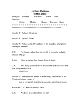 Preview of Reader's Theater:  "Arthur's Christmas" by Marc Brown Gr 1-3