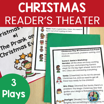 Preview of Readers Theater Christmas | Fluency Practice First & Second & Bookmarks to Color