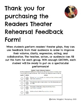 Preview of Readers Theater Rehearsal Feedback Form
