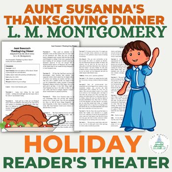 Preview of Readers Theater Script & Questions | Aunt Susanna's Thanksgiving | Holiday ELA
