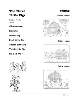 Preview of Readers Theater Script of The Three Little Pigs - 1st Grade