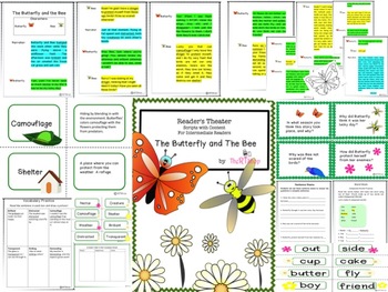 Preview of Reader's Theater Script, Science/Literacy Activities, Games, Butterflies & Bees