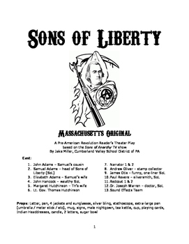 Preview of Reader's Theater Play - Sons of Liberty: Massachusetts Original