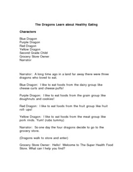 Preview of Readers Theater: The Dragons Learn About Healthy Eating