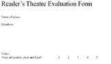 Readers Theatre Evaluation Form