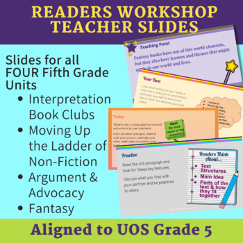 Preview of Readers Workshop Slides to support Fifth Grade Units