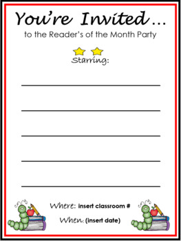Preview of Readers of the Month Party Invite: School Staff