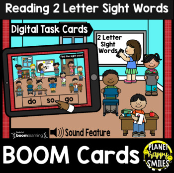 Preview of Reading 2 Letter Sight Words BOOM Cards:  School Theme