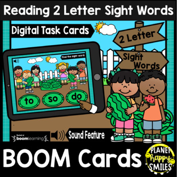 Preview of Reading 2 Letter Sight Words BOOM Cards:  Summer Watermelon Patch Theme