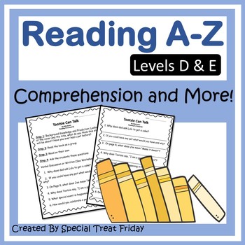 Preview of Reading A-Z Book Activities and Questions (Levels D-E)