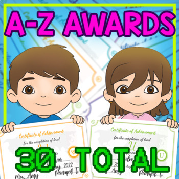 Preview of Reading A - Z Leveled Awards (30 Total) Levels: aa, A - Z, Z1, Z2, zz BUNDLE