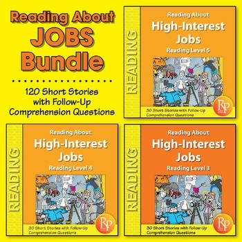 Preview of Reading About High-Interest Jobs {Bundle} - reading level 2, 3, 4, 5 - passages