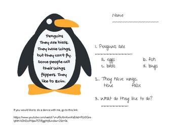Preview of Reading About Penguins
