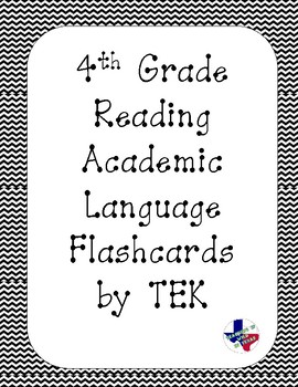 Preview of Reading Academic Vocabulary Cards 4th grade TEKS (Black Chevron)