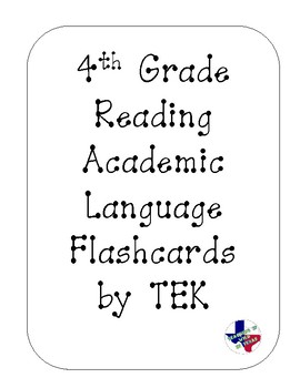 Preview of Reading Academic Vocabulary Cards 4th grade TEKS (no border)