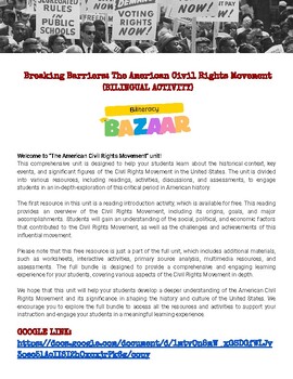 Preview of Reading Activity: The American Civil Rights Movement (BILINGUAL- PDF + GOOGLE)