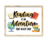 Reading Adventure Quote Poster, Classroom Library Decor Re