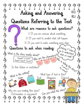 Asking And Answering Questions Anchor Chart