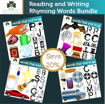 Preview of Reading And Writing Rhyming Words Clipart And Worksheets Bundle