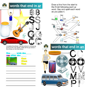 reading and writing rhyming words clipart and worksheets bundle tpt