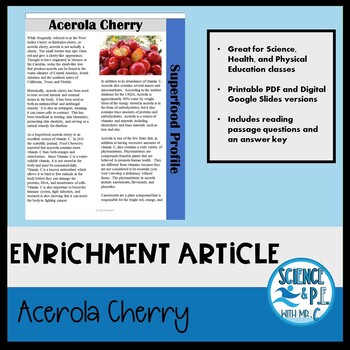 Preview of Biology Warm Ups: Acerola Cherry Article (Google Slides and PDF)