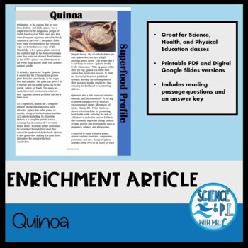 Preview of Biology Warm Ups: Quinoa Article (Google Slides and PDF)