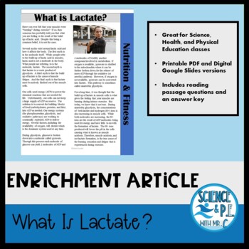 Preview of Biology Warm Ups: What Is Lactate Article (Google Slides and PDF)