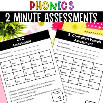 Preview of Phonics Worksheets for Phonemic Awareness & Phonics Assessments RTI