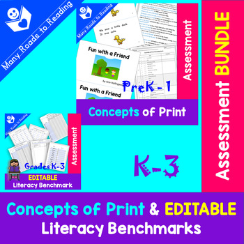 Preview of Reading Assessment Concepts of Print & EDITABLE Benchmark