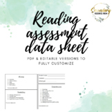 Reading Assessment Data Sheet