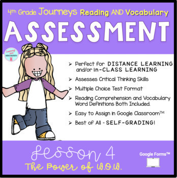 Preview of Reading Assessment Packet THE POWER OF W.O.W. (Lesson 4) 4th Grade Journeys