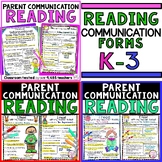Reading Assessment Parent Communication Forms Bundle K-3