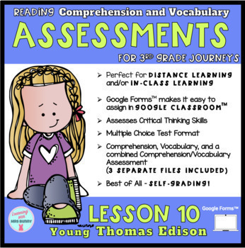 Preview of Reading Assessment YOUNG THOMAS EDISON Lesson 10 - 3rd Grade Journeys 