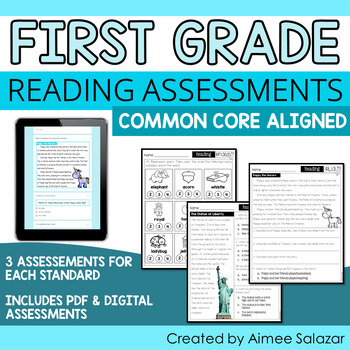 Preview of Reading Assessments for First Grade (PDF & Digital) / Distance Learning