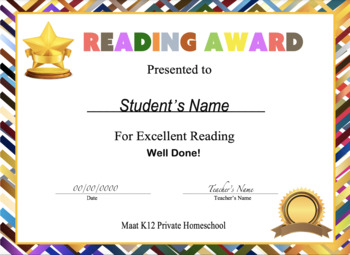 Preview of Reading Award - 1