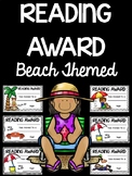 Reading Award Beach Themed FREEBIE, Blackline, Color Versions