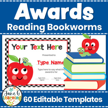 Preview of Reading Awards | Editable Reading Awards | Reading Certificate | Bookworm Awards