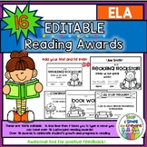 Reading Awards | Editable Reading Certificate | Editable A