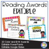 Reading Awards and Certificates - Digital and Editable