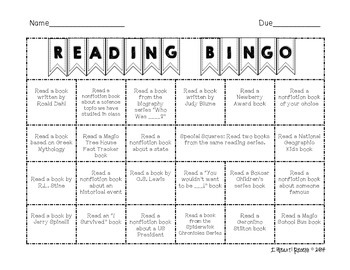 Reading BINGO Board by Jessica Scott | Teachers Pay Teachers