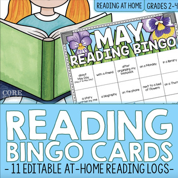 Preview of Editable Reading BINGO Nightly Reading Logs