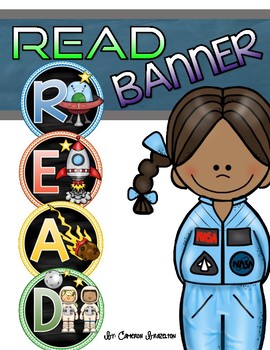 Preview of Reading Banner Classroom Decoration Bulletin Board Outer Space Theme