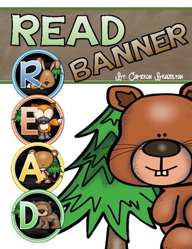 Preview of Reading Banner Classroom Decoration Bulletin Board Woodland Animals Forest Theme