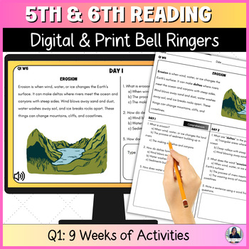Preview of Reading Bell Ringers for Middle School ELA/ESL for 5th and 6th Grade Quarter 1
